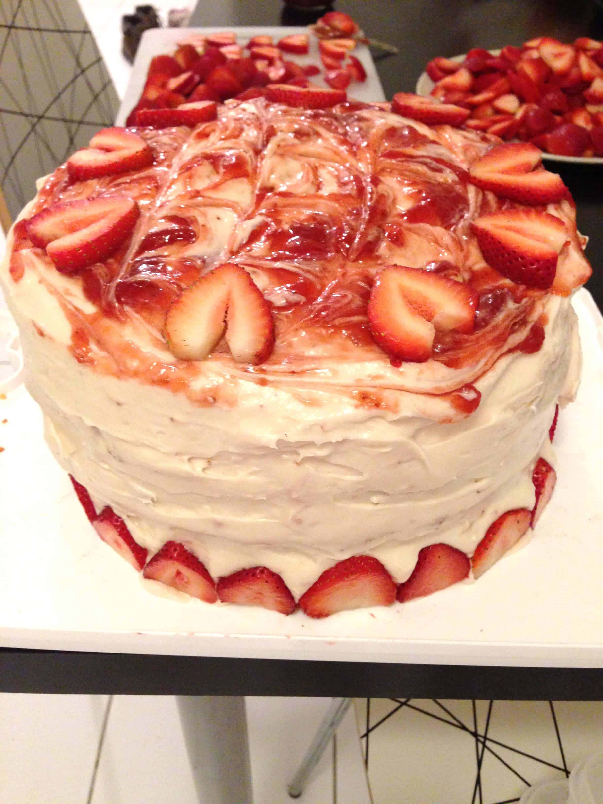image of a strawberry vanilla cake 
