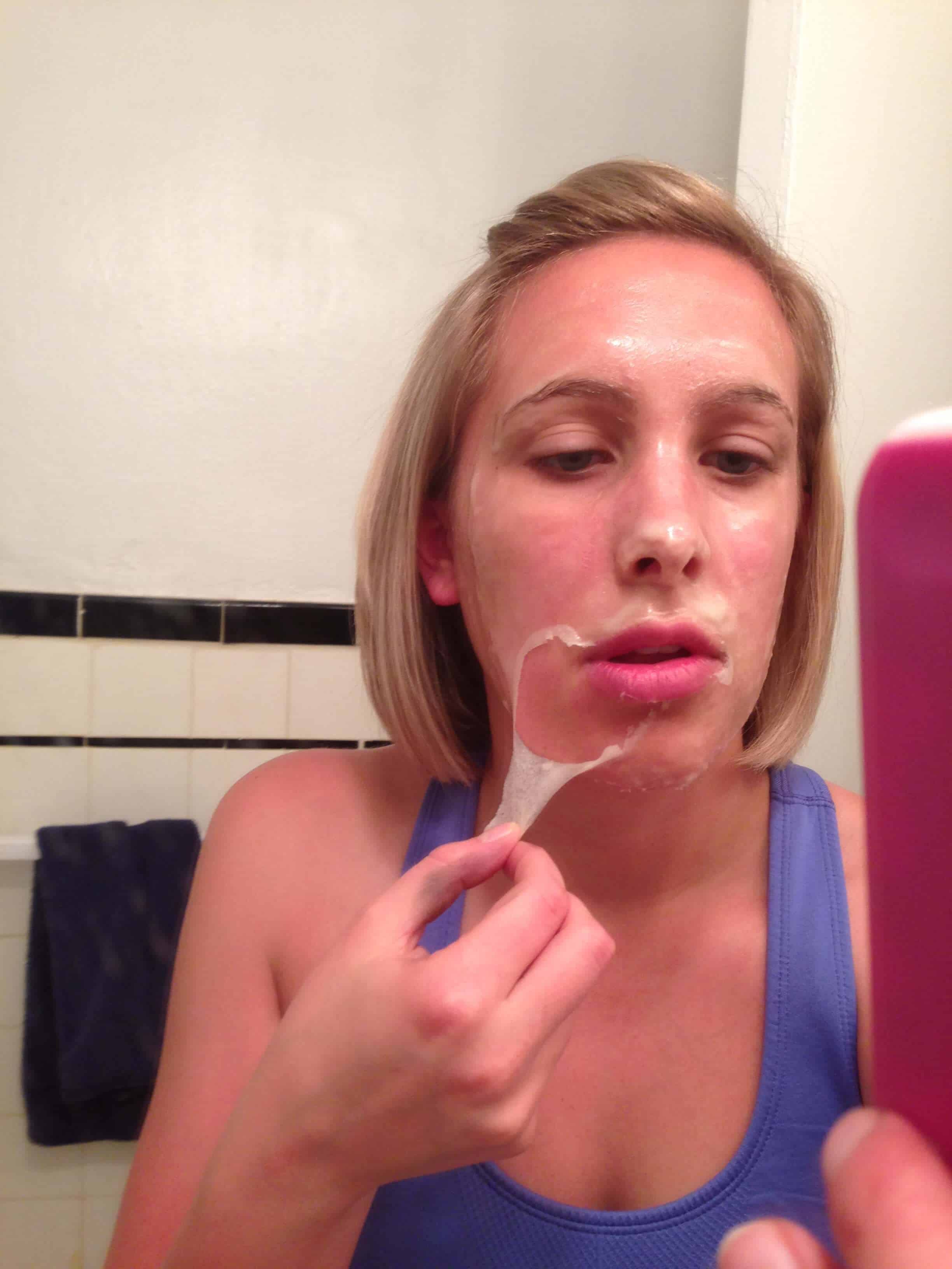 Image of person peeling off homemade pore strips spread on face