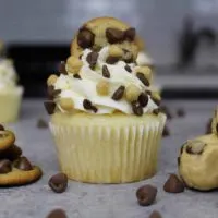image of chocolate chip cookie dough stuffed cupcakes