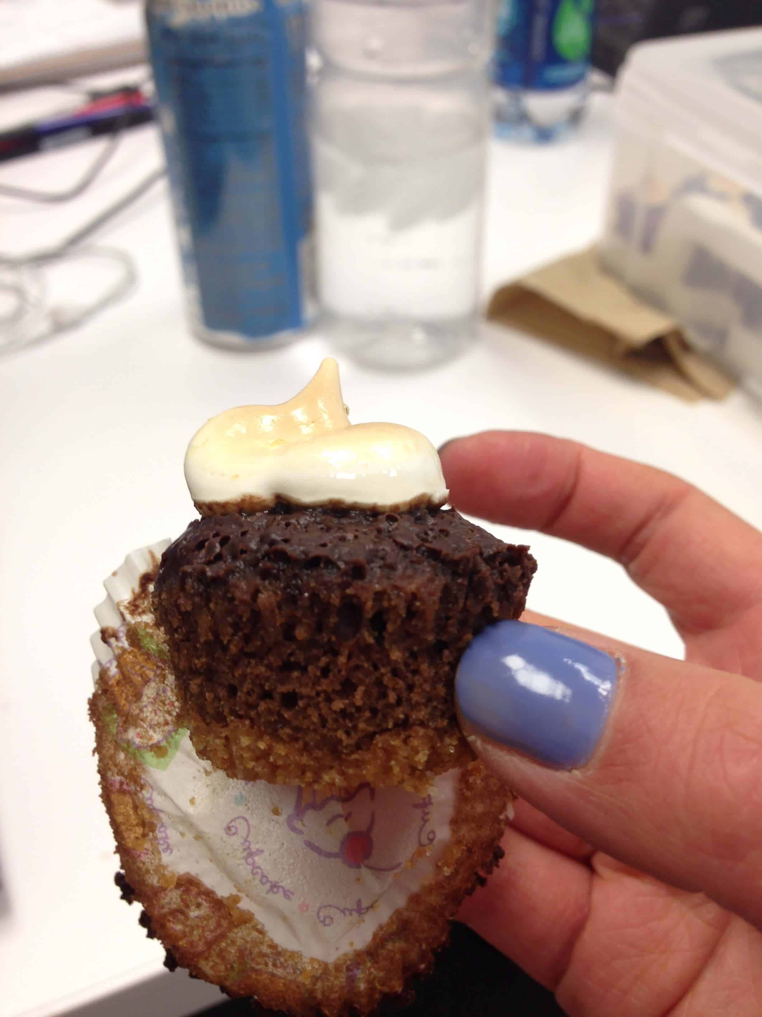 image of a mini Toasted Marshmallow S'mores Cupcake
