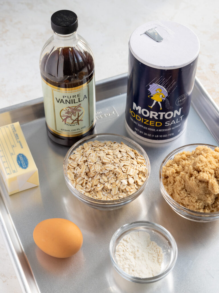 image of ingredients laid out to make oatmeal lace cookies