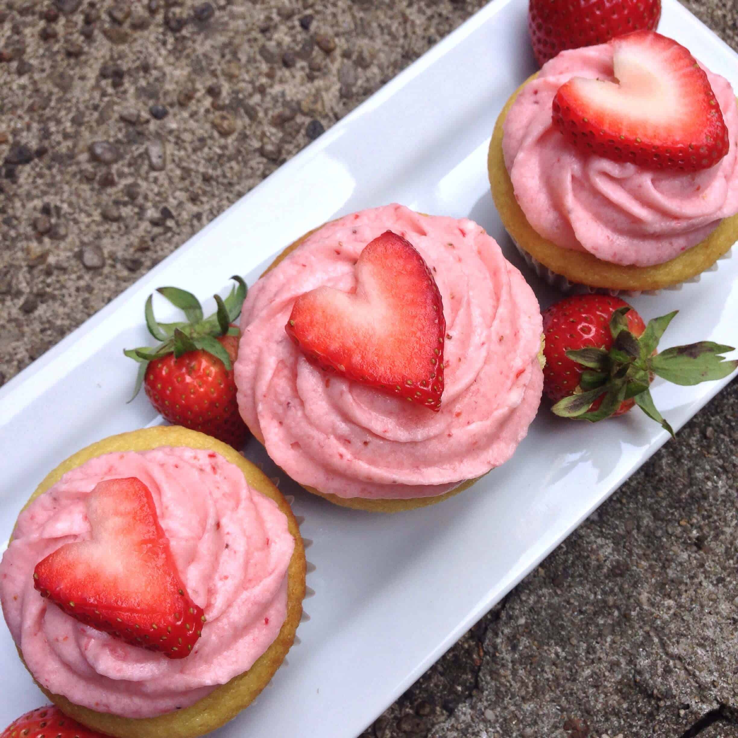 Strawberry Heart Cupcakes
