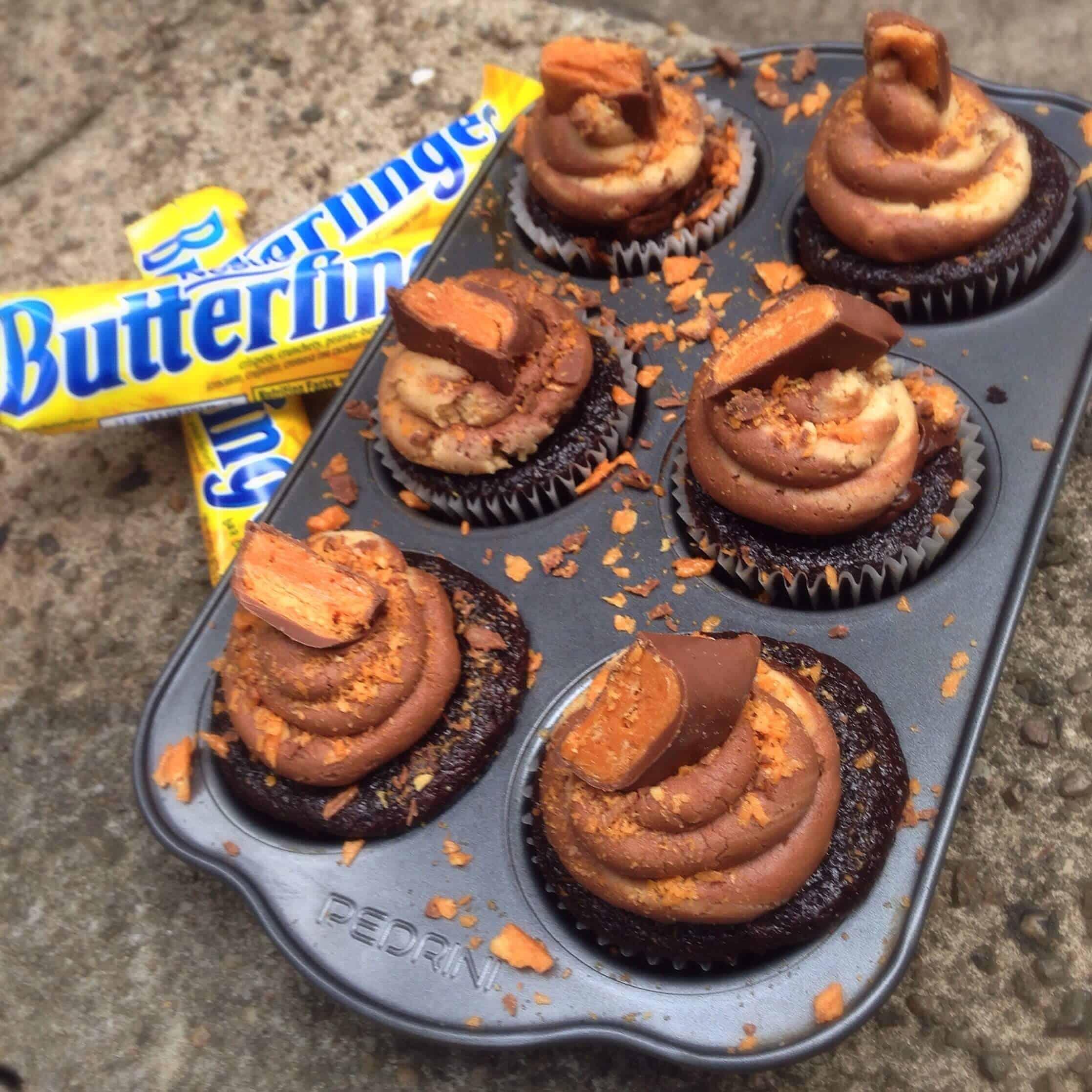 image of chocolate butterfinger cupcakes