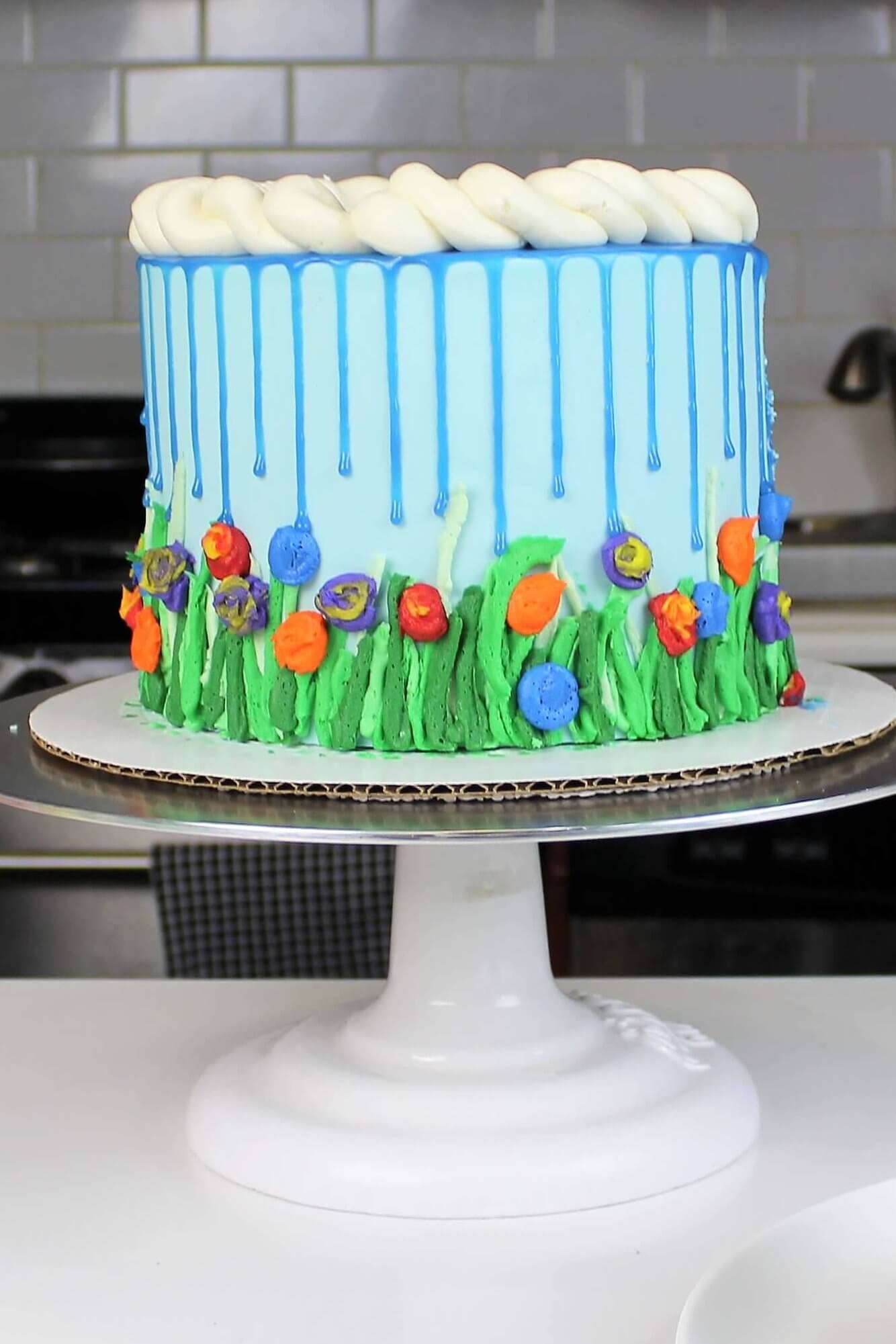 photo of a spring-themed cake, my april showers cake