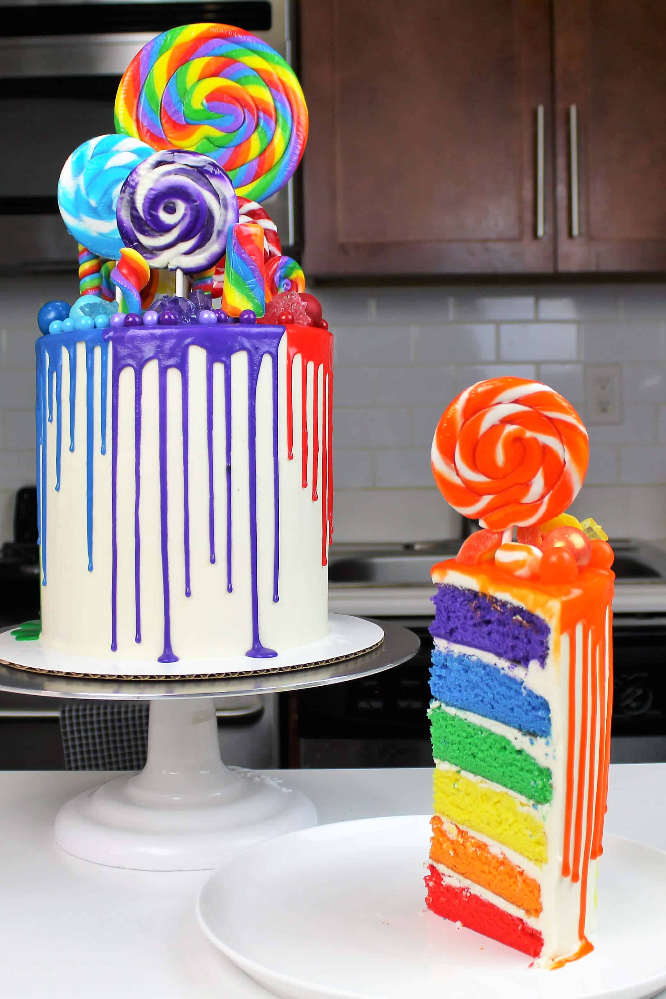 Gold-Topped Rainbow Cake - SugarHero