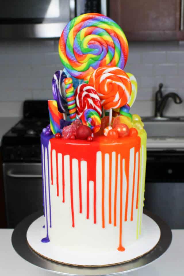 Rainbow Drip Cake: Recipe and Tutorial - Chelsweets