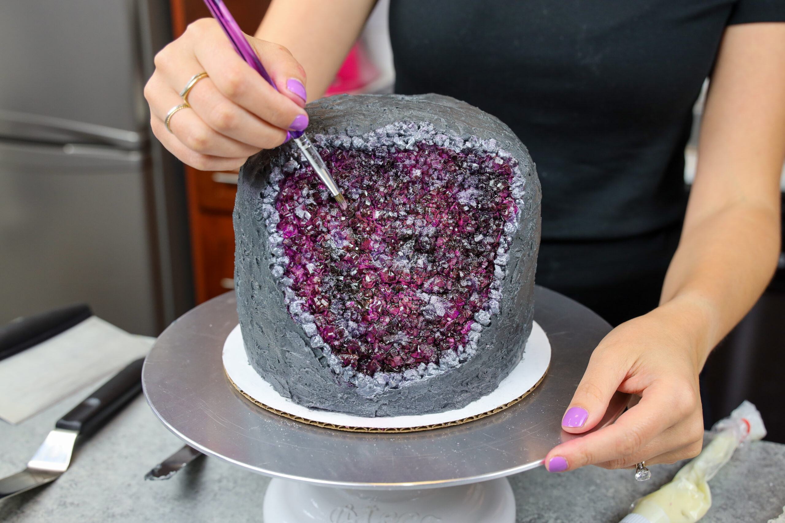 First attempt at a geode cake  rBaking