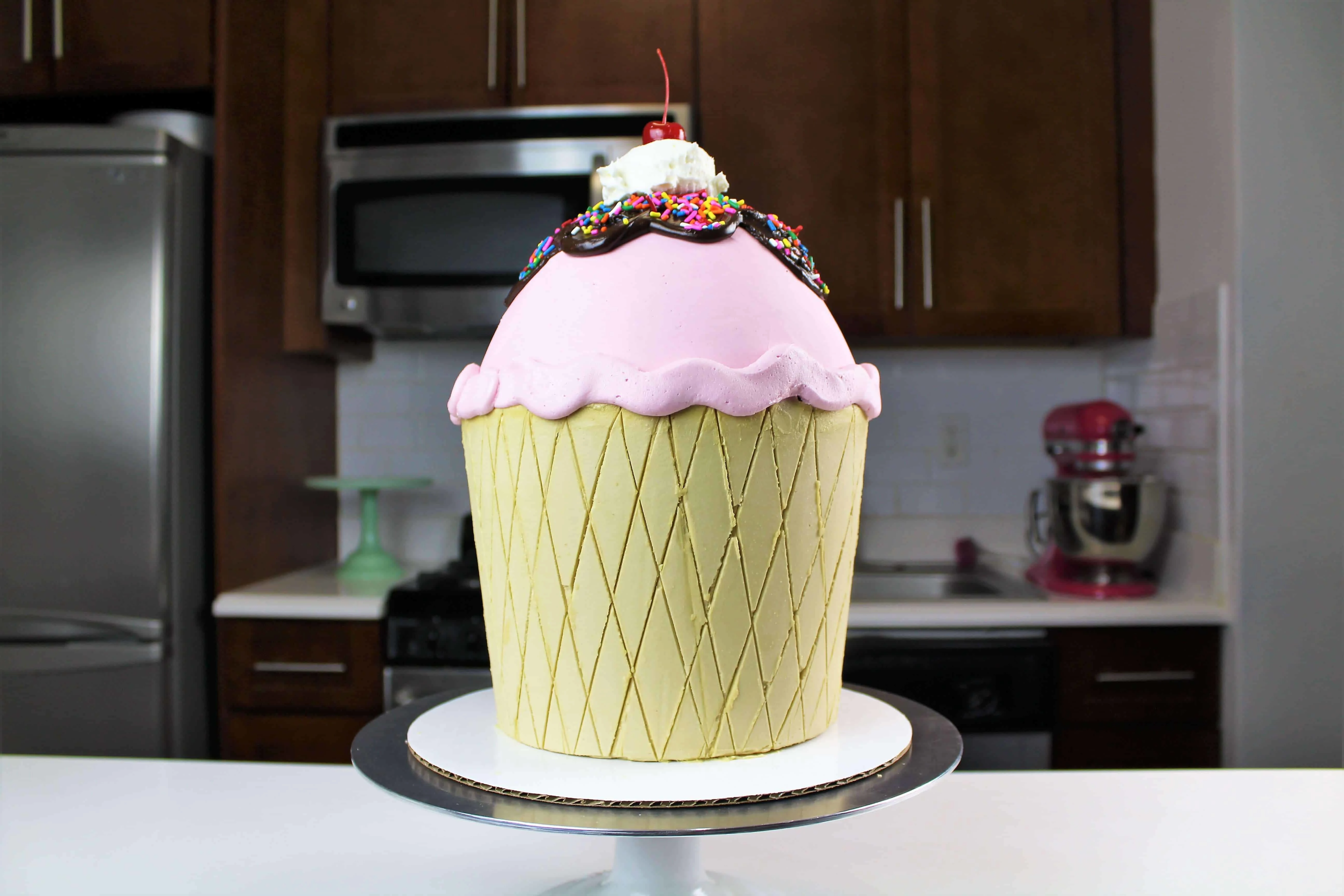 Bobby's Construction Themed Giant Cupcake Birthday Cake