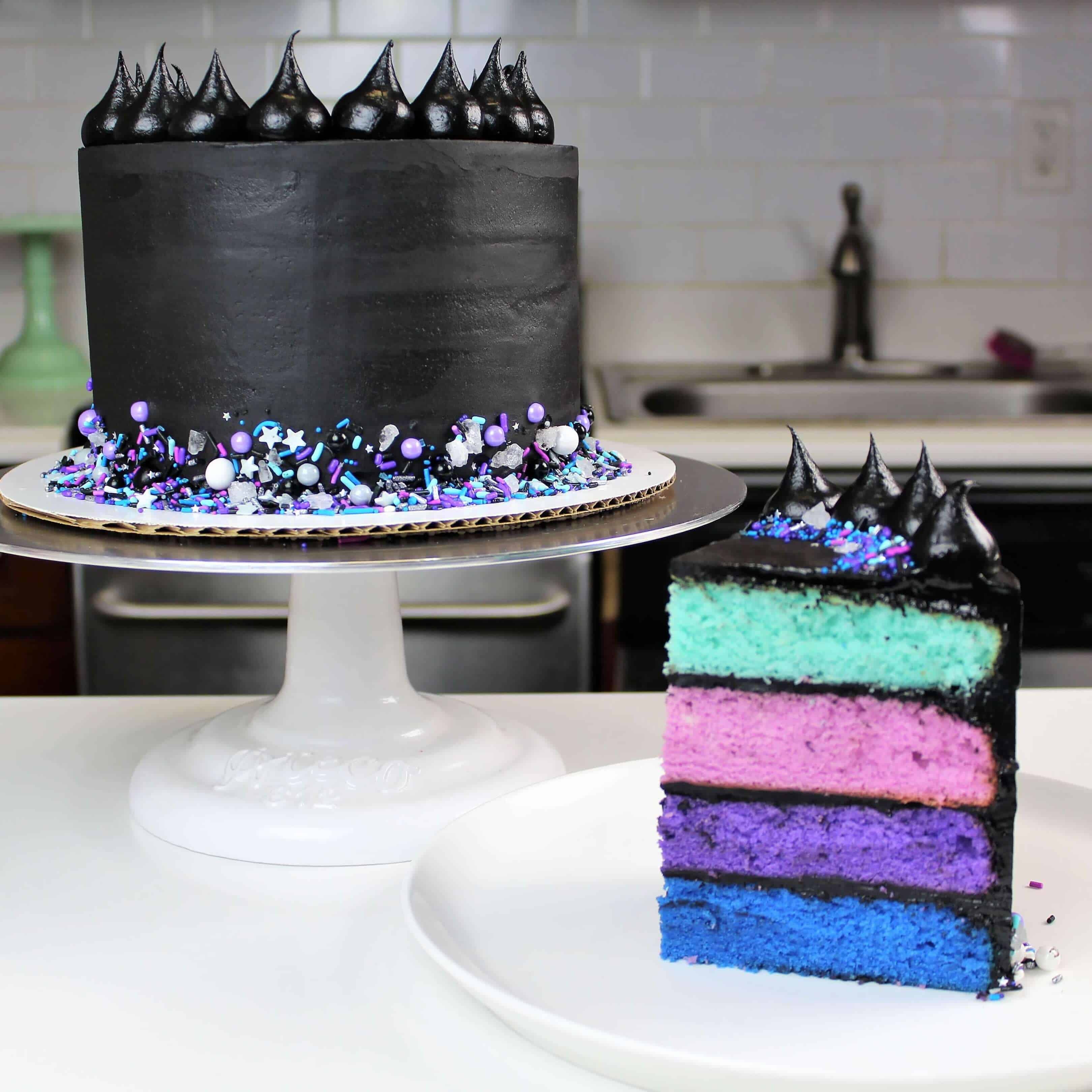 Galaxy temáticos bolo fosco com preto buttercream