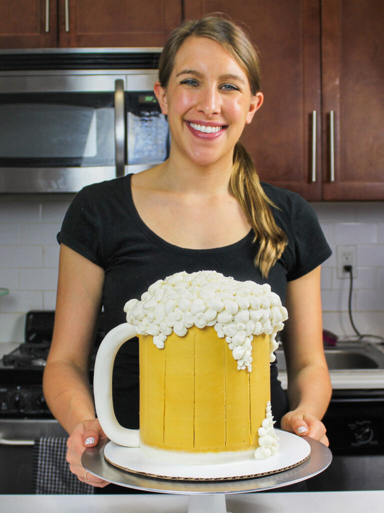 image of chelsey white of chelsweets with her classic beer mug cake