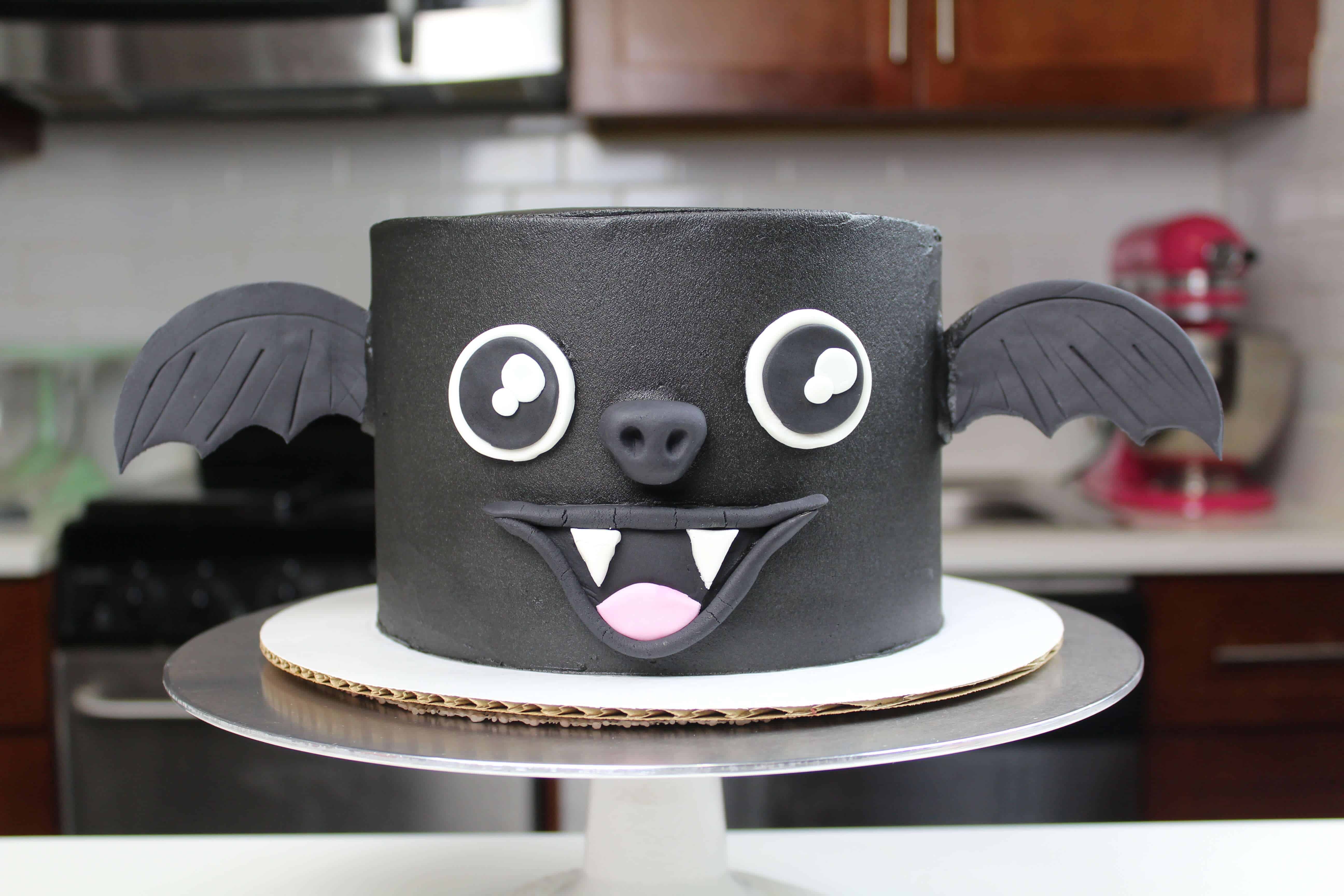 Vampire Bat Cake: Black Cocoa Cake Filled With Strawberry Jam