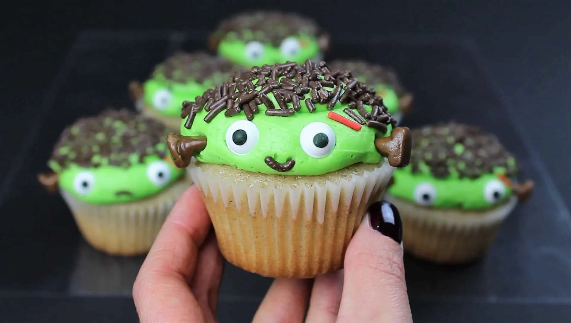 image of cute frankenstein cupcakes for halloween