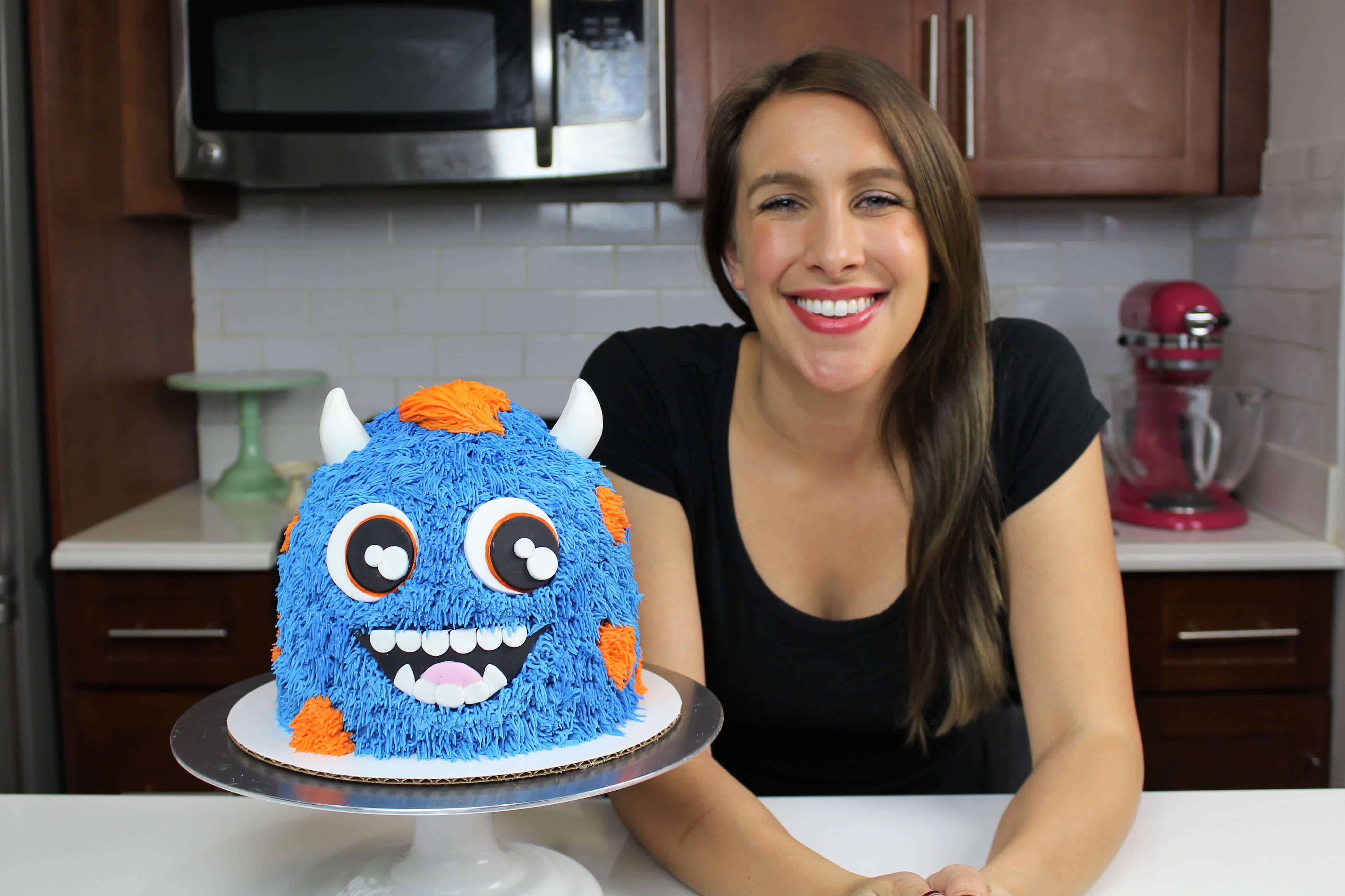 image of 
chelsey white with monster cake
