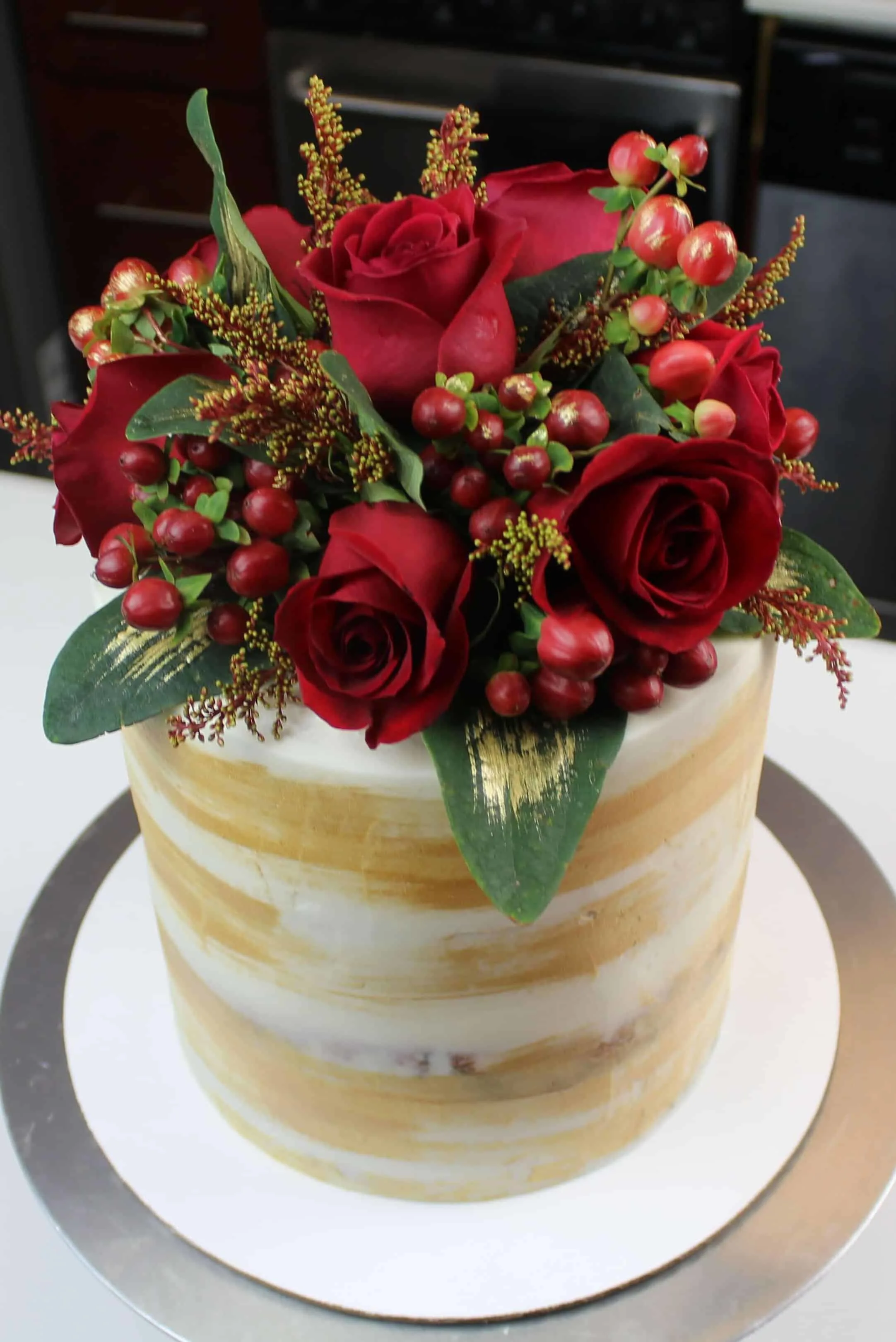 Pink Shaded Cake With Assorted Fresh Roses (Eggless) - Ovenfresh