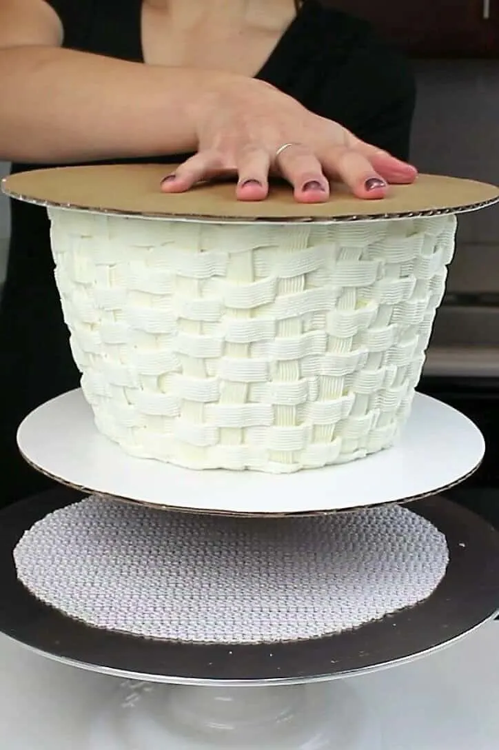 inverting this white basket cake 