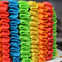 colorful vertical buttercream ruffles, piped on a tequila infused cake