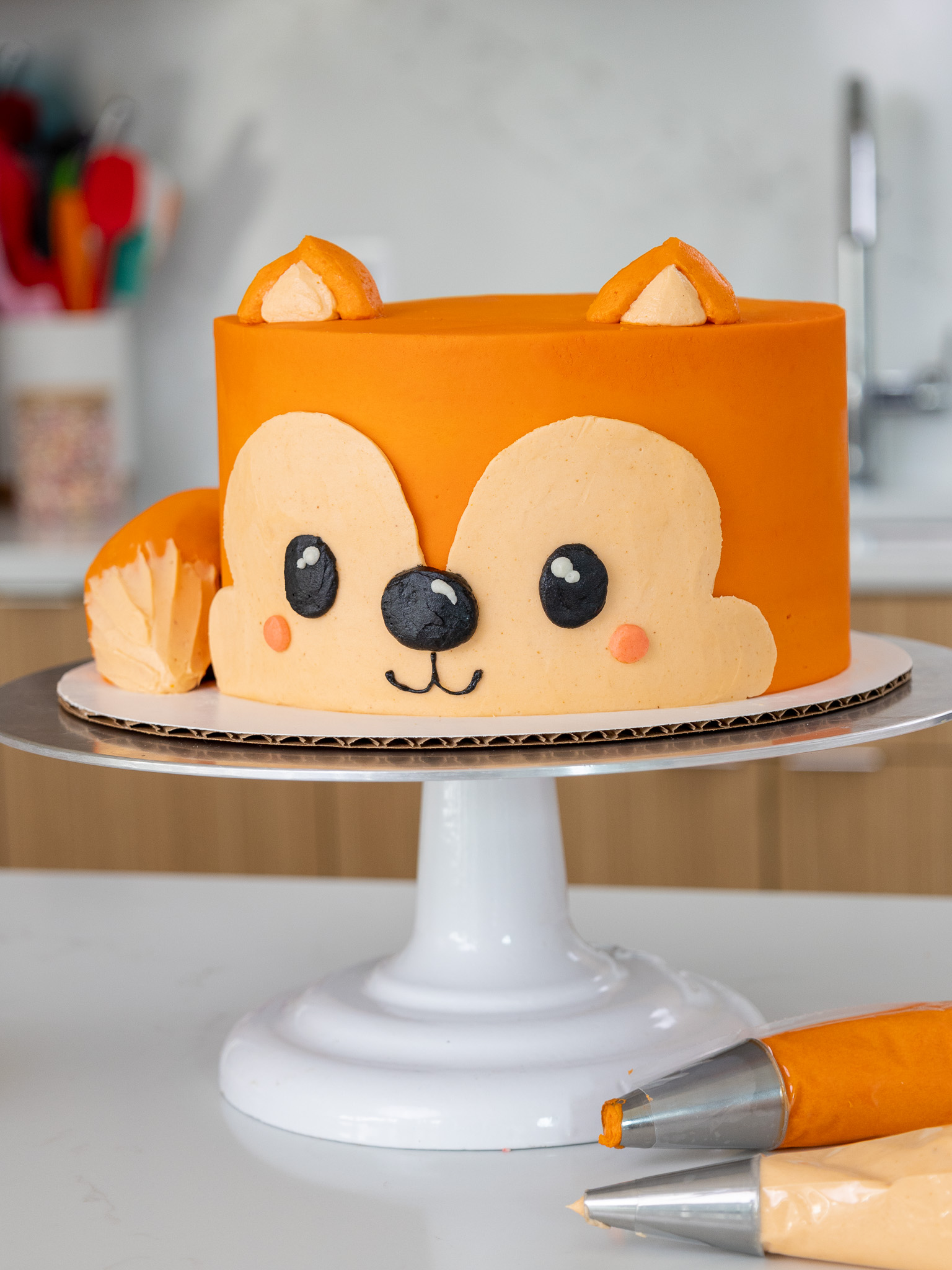 image of a cute fox cake