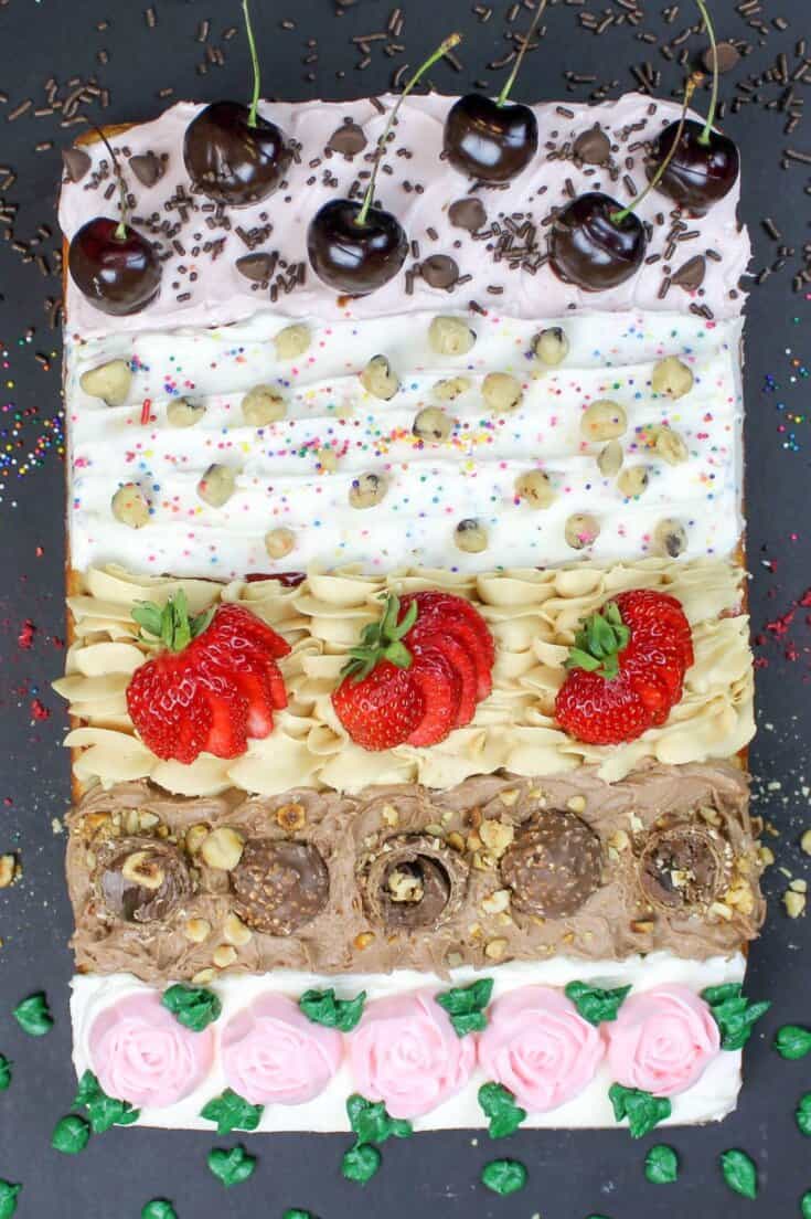 sheet cake with 5 different flavors