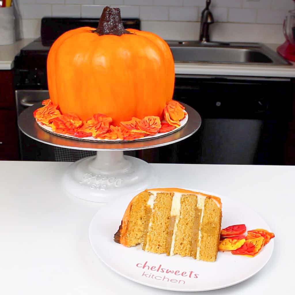 image of sliced pumpkin cake