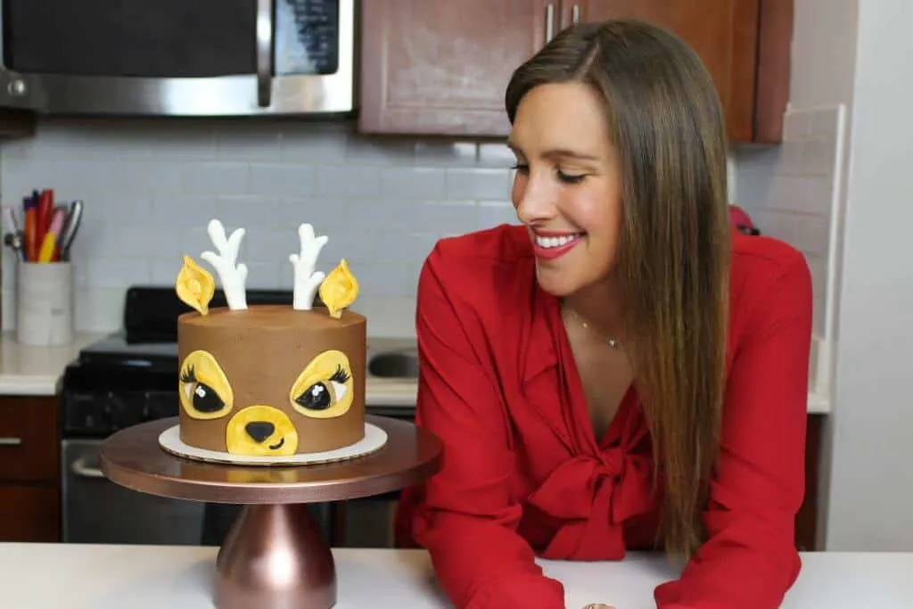 image of reindeer cake and chelsey white of chelsweets