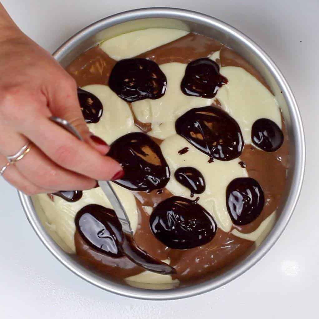 adding chocolate fudge drops into my marble cake recipe
