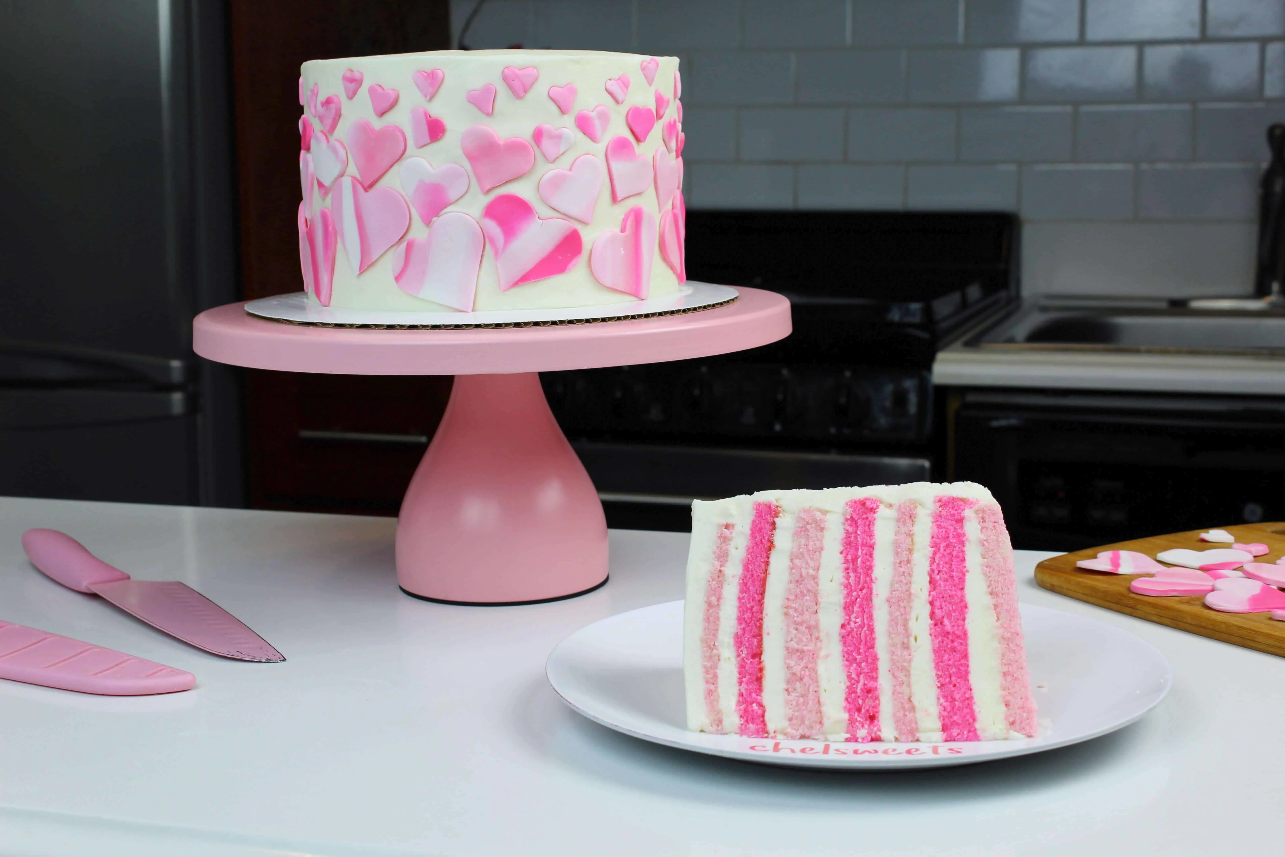 Marbled Hearts Valentine's Day Cake