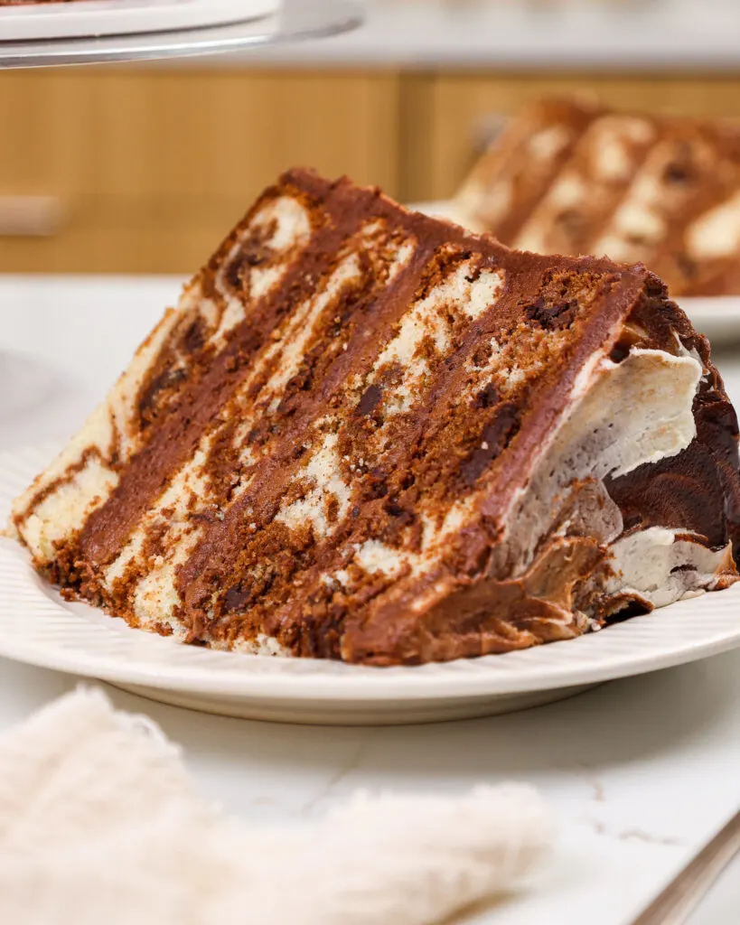 image of a slice of marble cake on a plate
