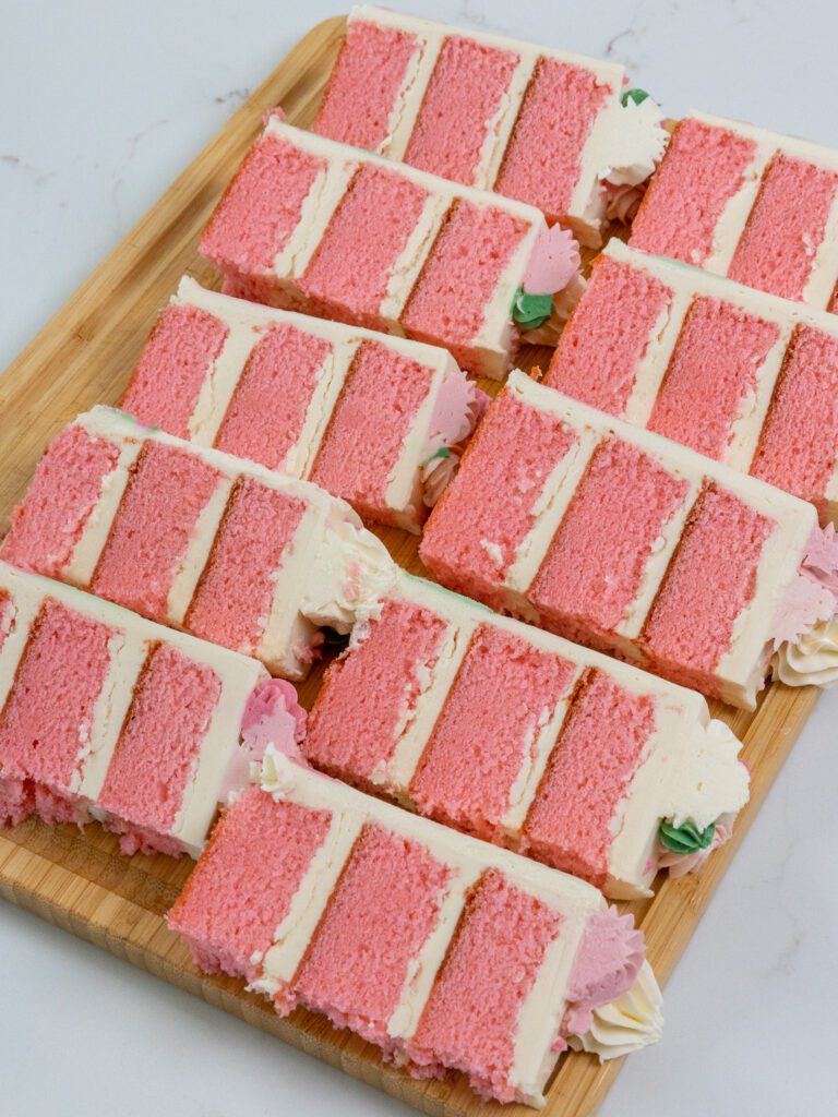 image of cake slices cut  into perfect party sized slices