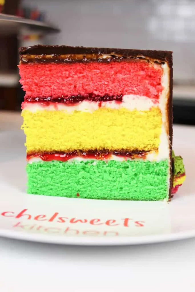 slice of a giant rainbow cookie  cake