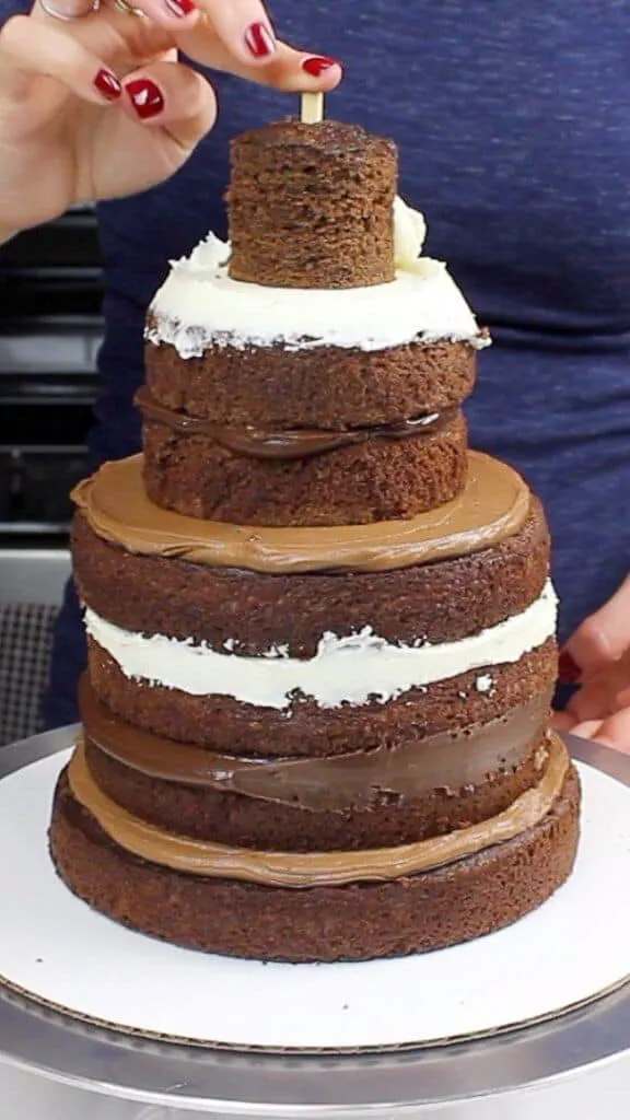 Stacked chocolate cake layers