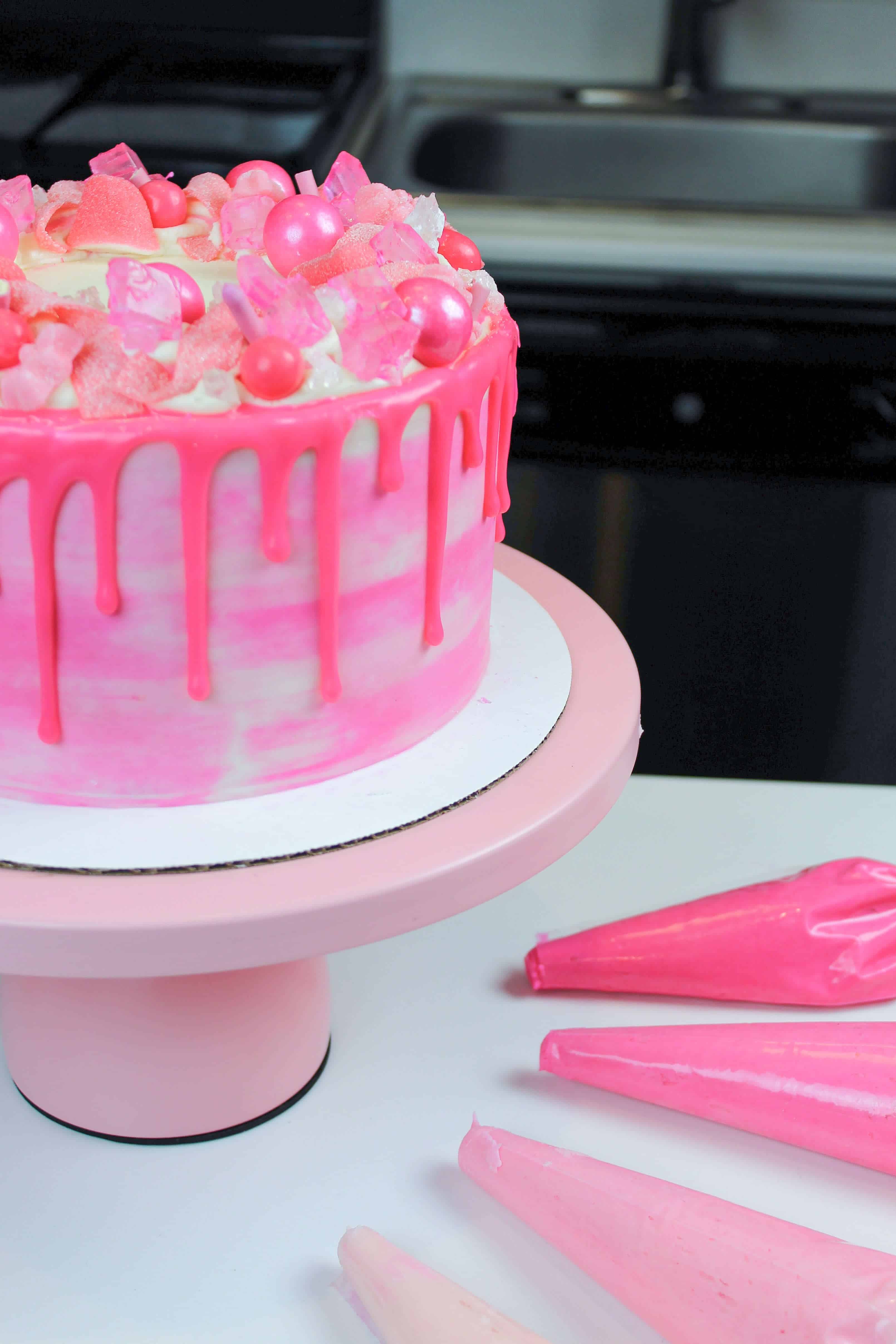 Pink Drip Cake Easy Recipe And Tutorial Chelsweets