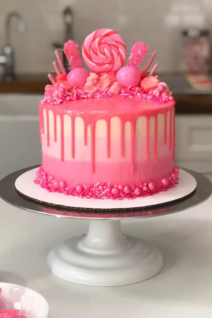 Pink Drip Cake Easy Recipe And Tutorial Chelsweets