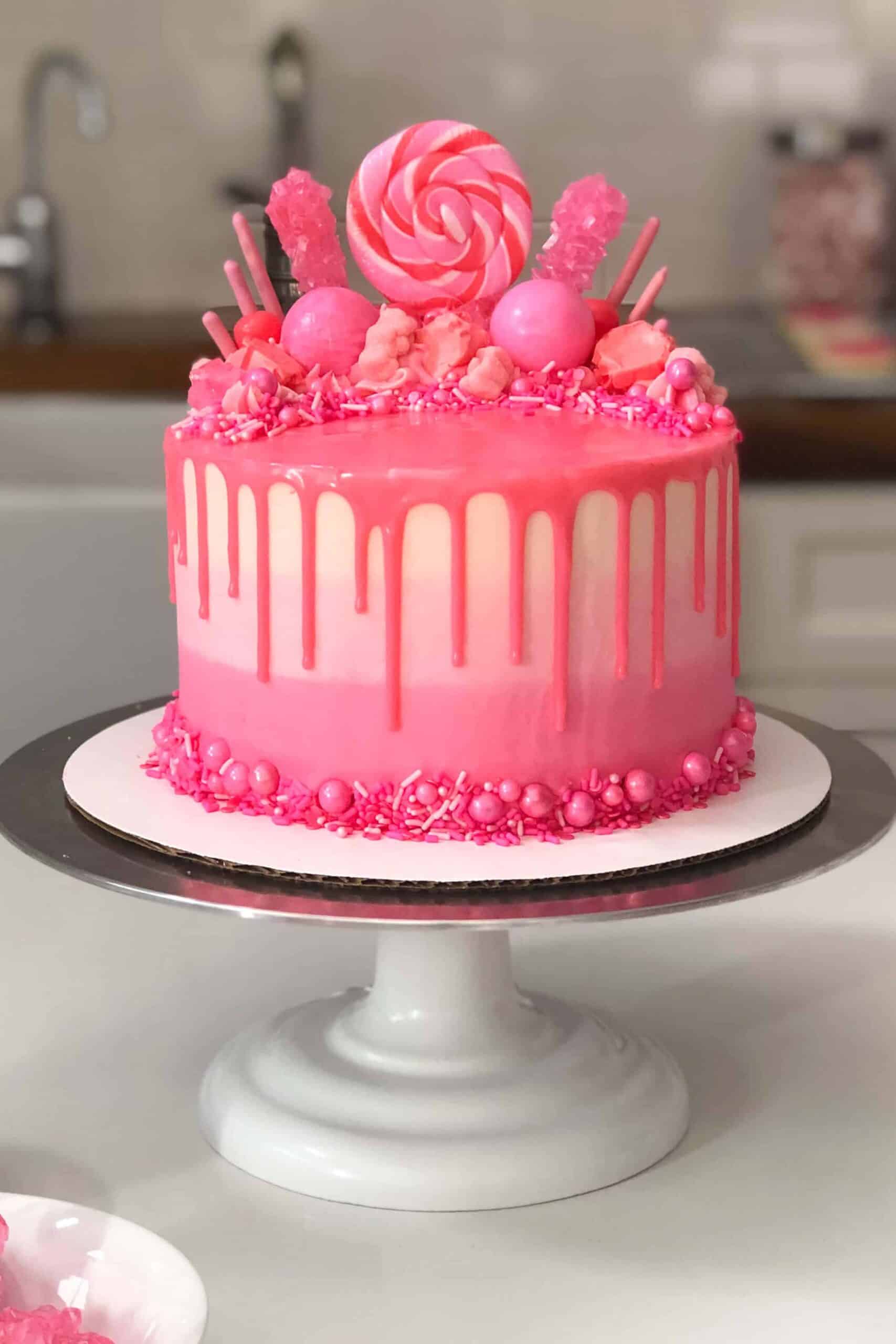 Pink Drip Cake Easy Recipe And Tutorial Chelsweets