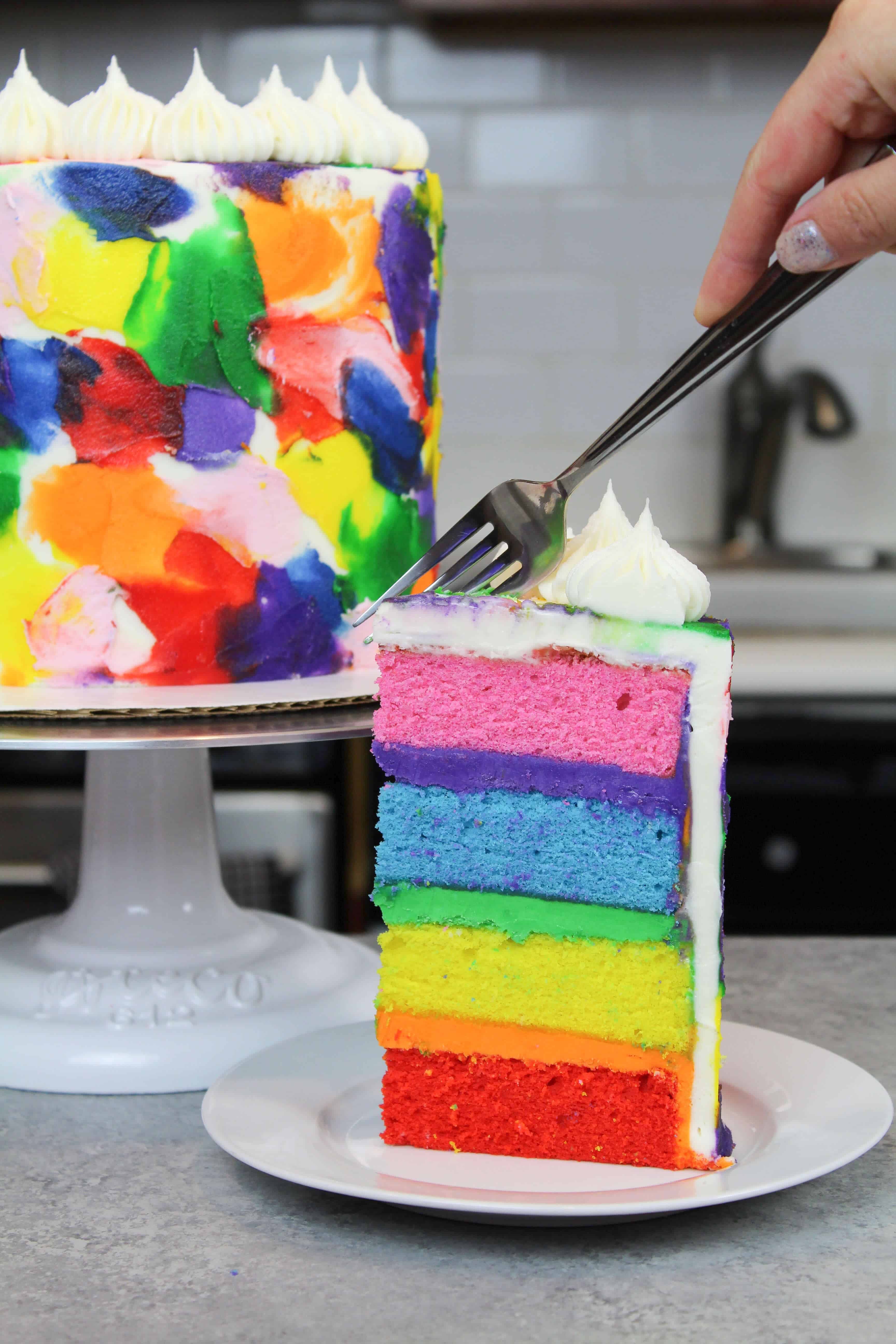 image of rainbow buttercream cake recipe