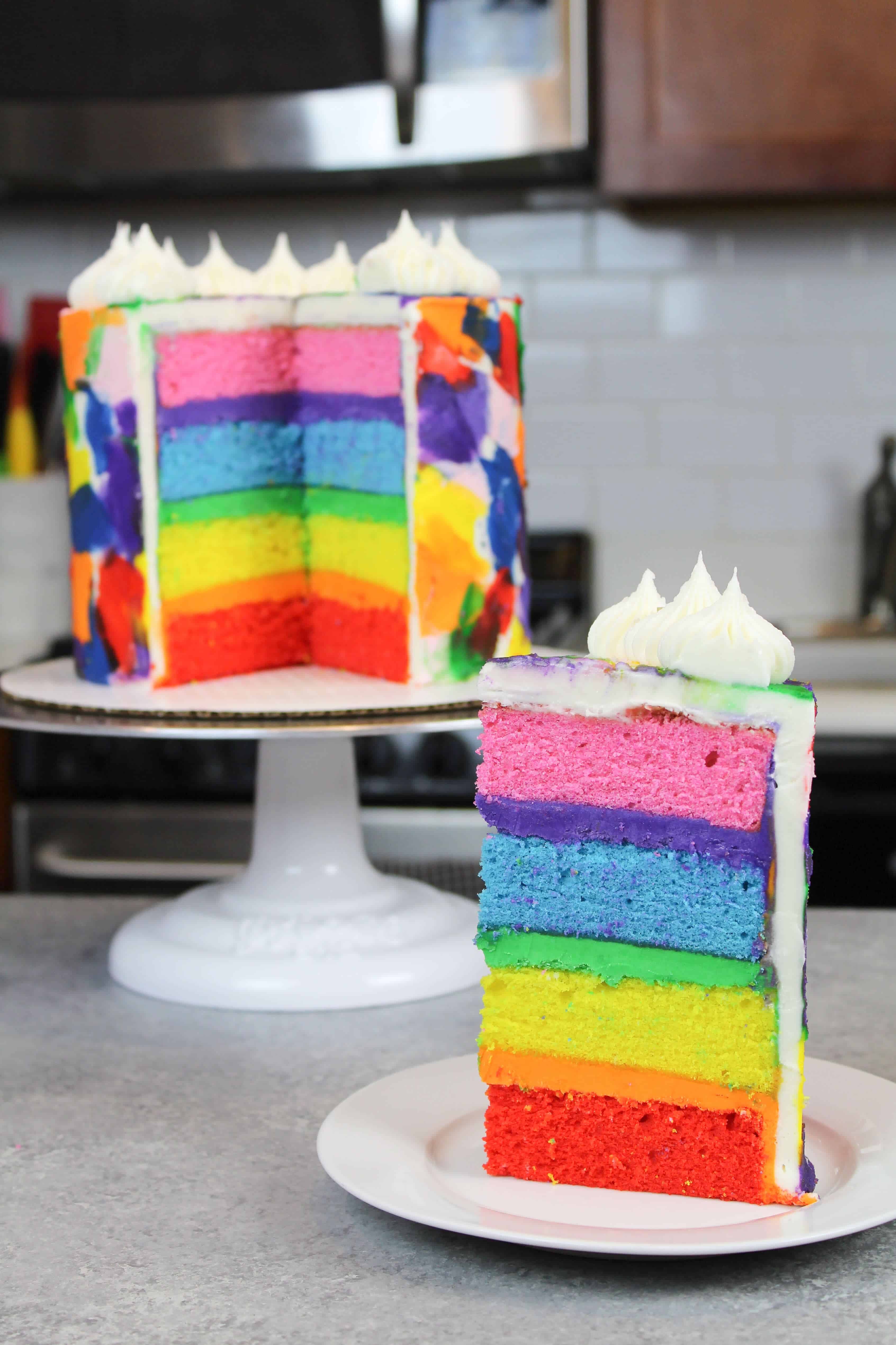 Rainbow Cake Recipe : Made With 4 Cake Layers - Chelsweets