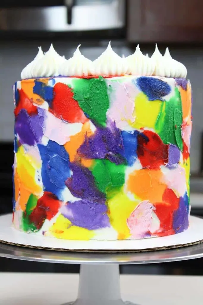 image of easy rainbow buttercream cake