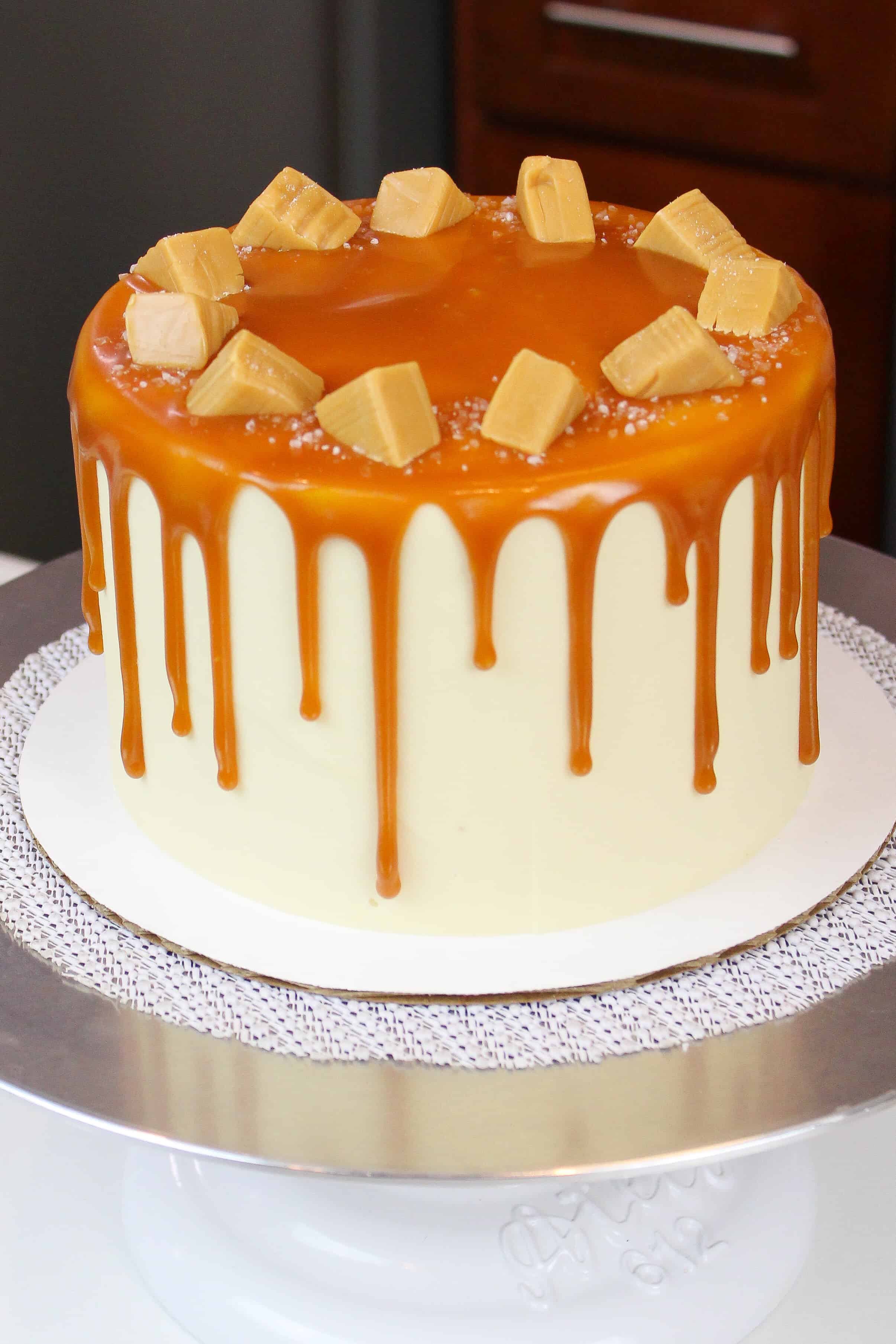 Salted Caramel Layer Cake - Delicious from Scratch Recipe