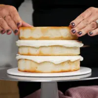 image of a cute small cake made with 3, 6-inch cake layers