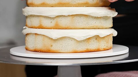 image of a cute small cake made with 3, 6-inch cake layers