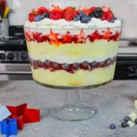 image of patriotic mixed berry trifle for fourth of july
