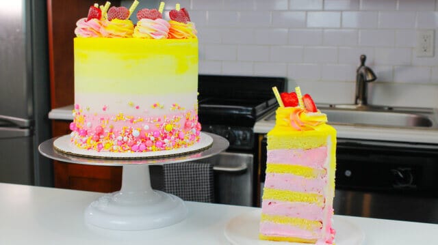 Pink Lemonade Ice Cream Cake Recipe - Chelsweets