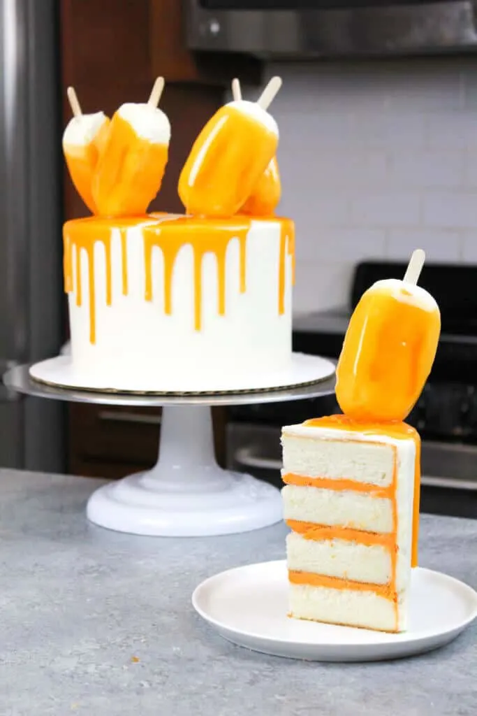 image of sliced orange dreamsicle cake