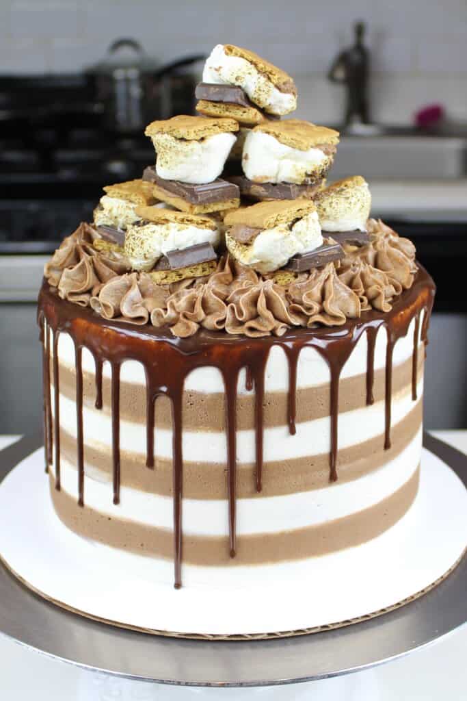 image of s'mores drip cake