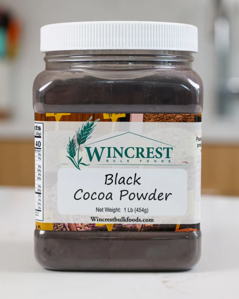 image of a container of black cocoa