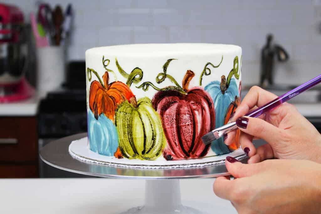 image of painted pumpkin cake