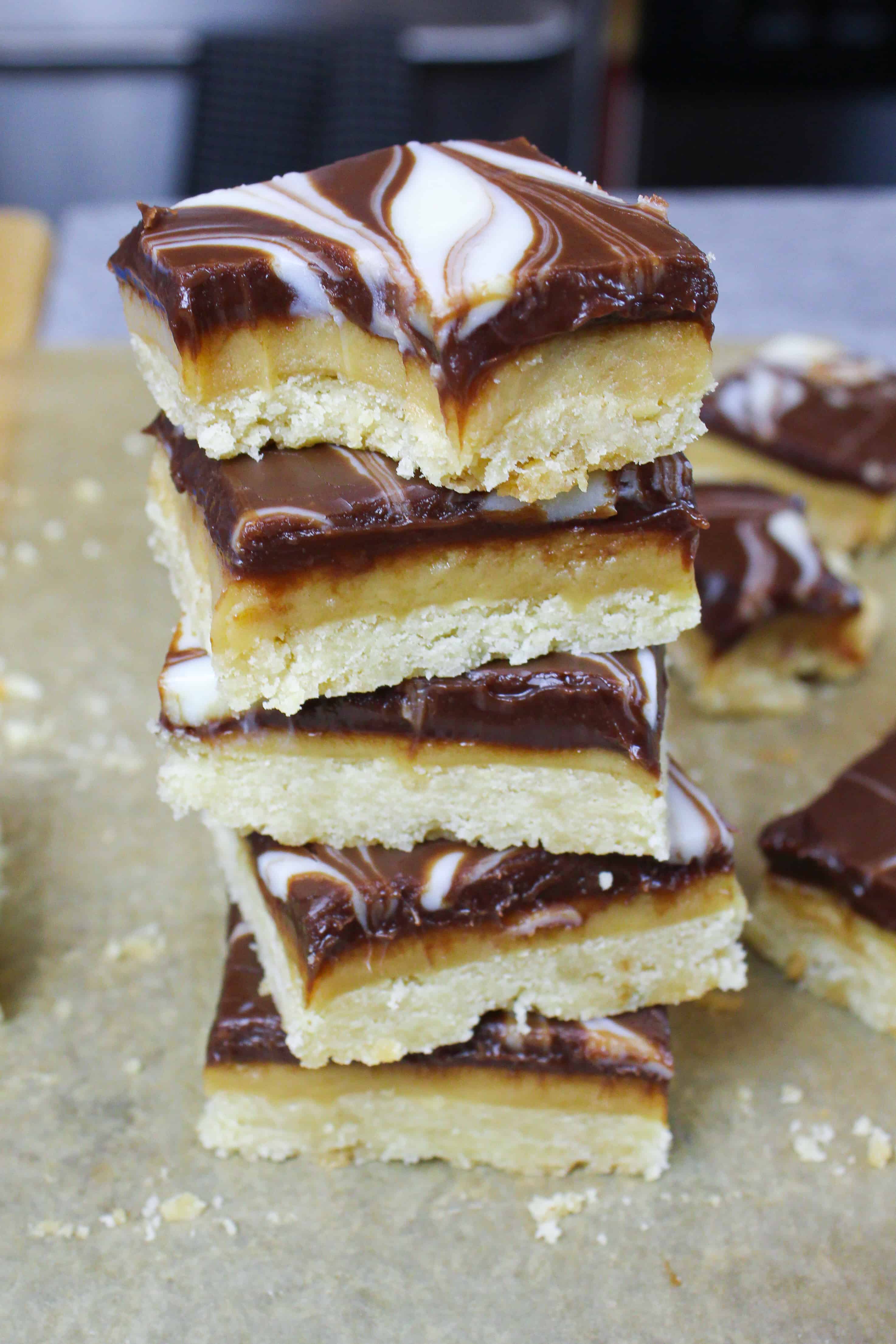 Millionaire Bars Easy Recipe from Scratch Chelsweets