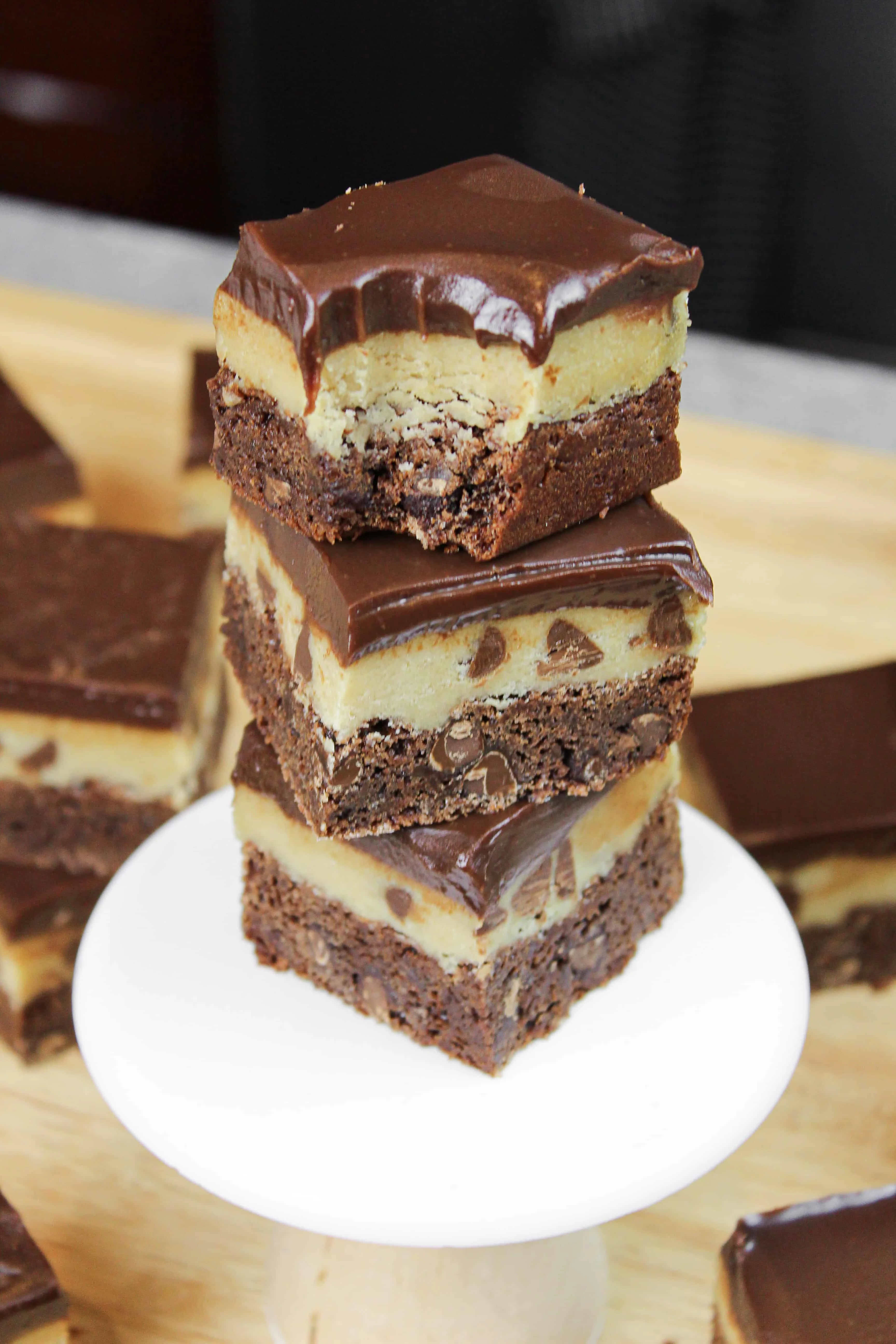 image of brookie bars stacked on top of one another