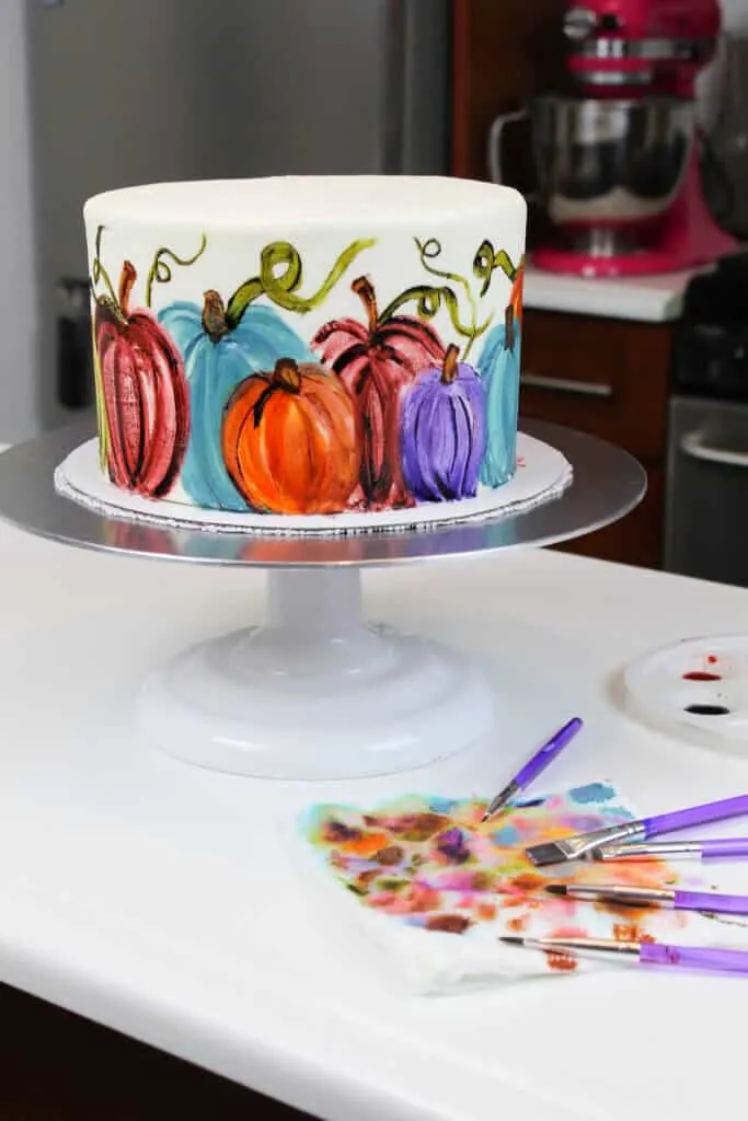 image of painted pumpkin cake