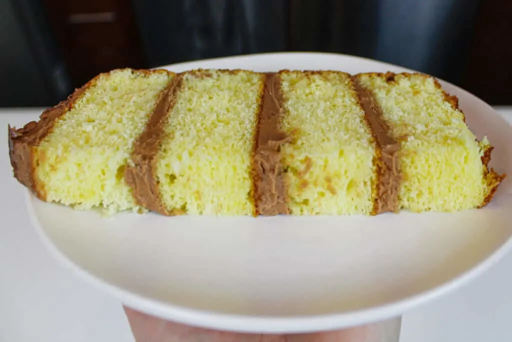 image of yellow cake slice close up
