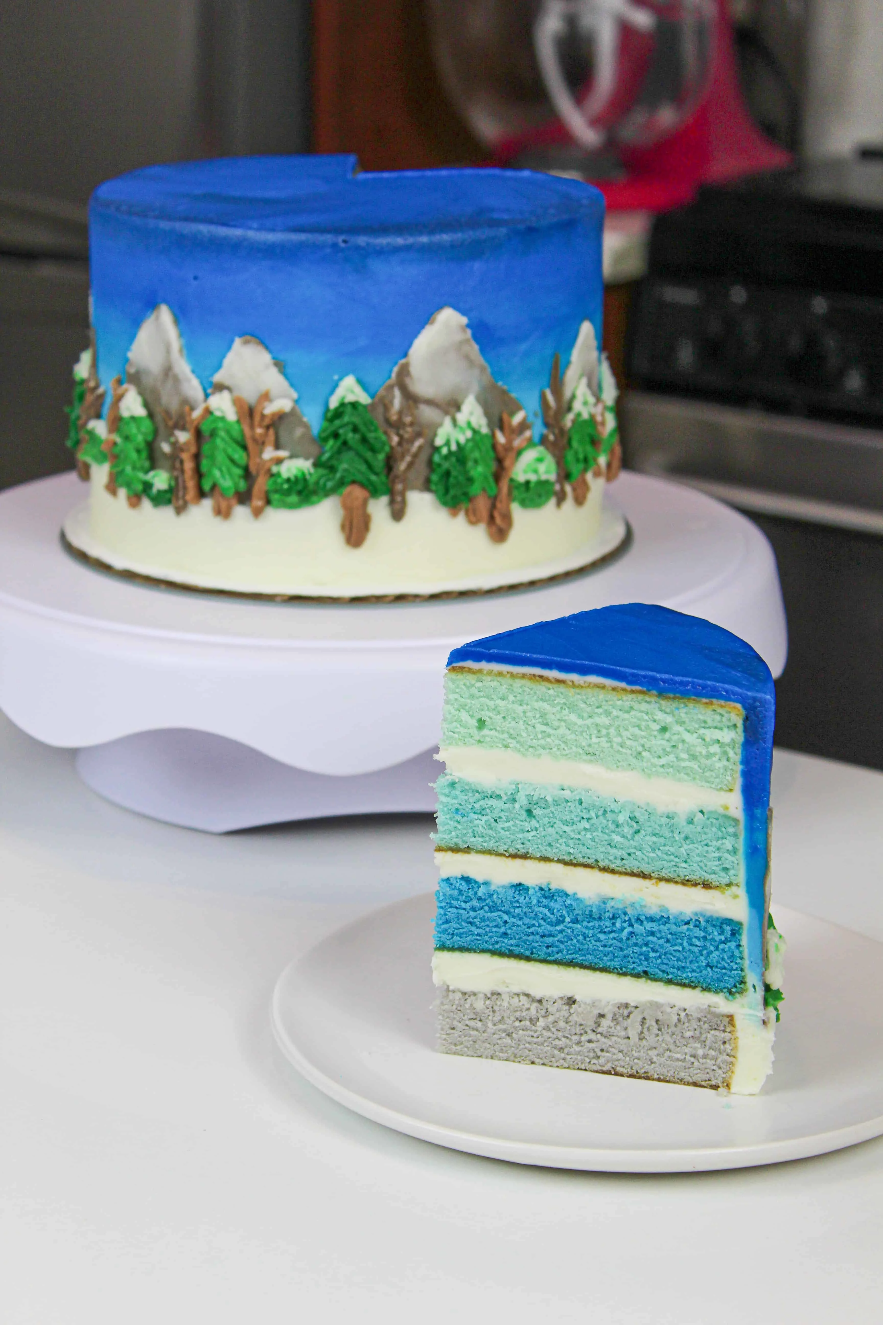 image of sliced winter wonderland cake
